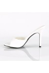 Classique White Faux Leather 4 Inch Mule