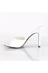 Classique White Faux Leather 4 Inch Mule