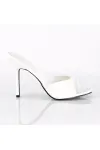 Classique White Faux Leather 4 Inch Mule