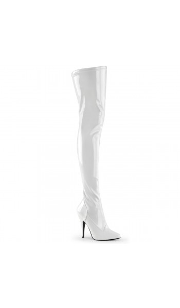 Seduce White High Heel Thigh High Boots