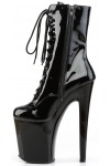 Xtreme 8 Inch High Black Patent Granny Boots