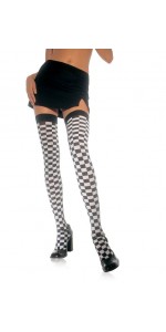 Checkerboard Thigh High Stockings